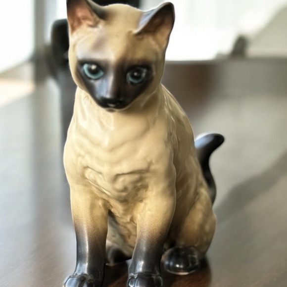 Vintage Lefton Siamese Cat Figurine Set Hand-Painted Porcelain 3-Piece - Picture 2 of 5